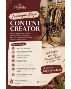 Lowongan Kerja Content Creator di Mamita Batik (Klaten)