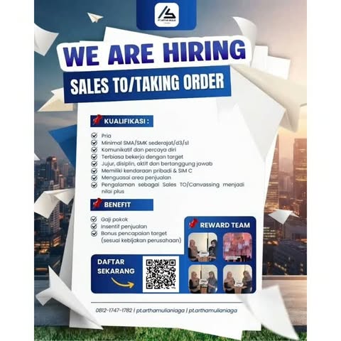 Poster Lowongan Kerja Sales TO/Taking Order - PT Artha Mulia Niaga