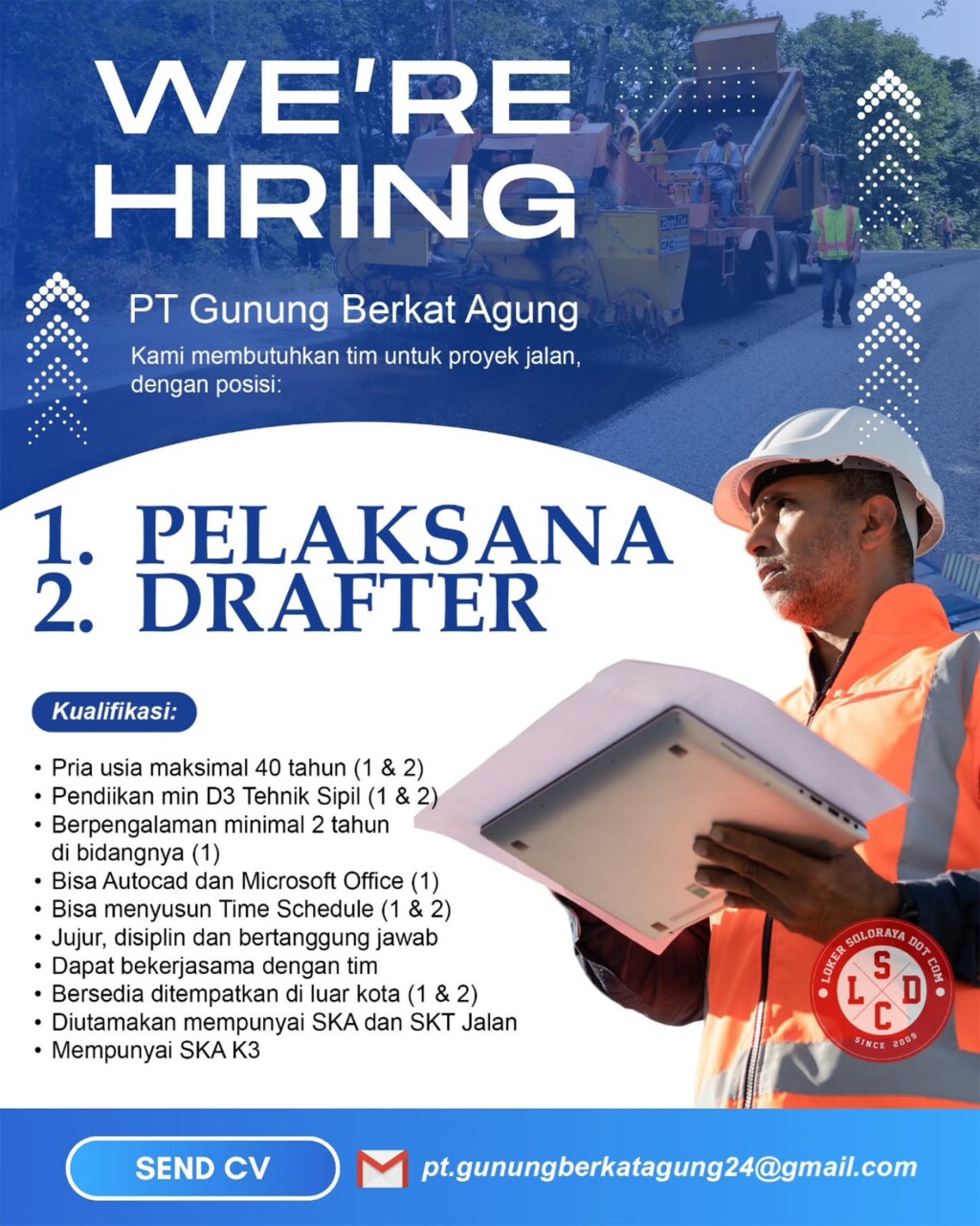 Poster Lowongan Kerja PT Gunung Berkat Agung