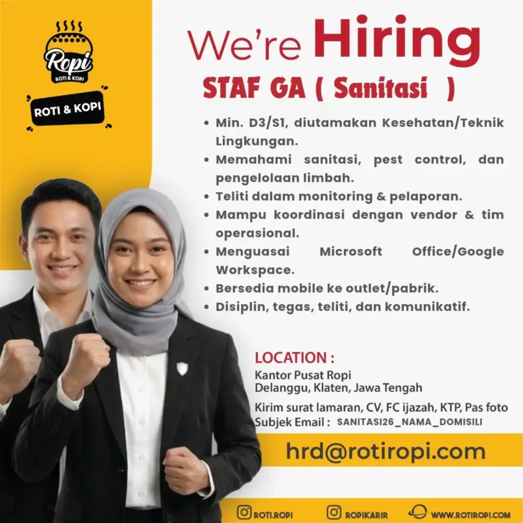Poster Lowongan Kerja ROPI (Roti & Kopi) Slide 1