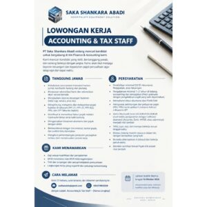 Lowongan Kerja Accounting & Tax Staff di PT Saka Shankara Abadi (Solo)