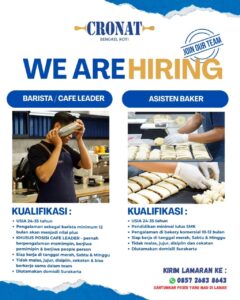 Lowongan Kerja di Cronat Bengkel Roti (Barista / Cafe Leader & Asisten Baker) – Surakarta
