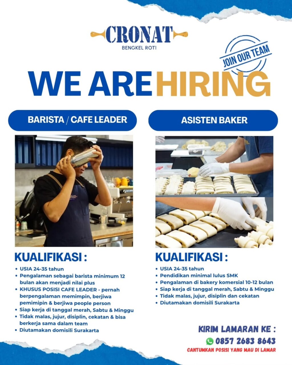 Poster Lowongan Kerja Cronat Bengkel Roti