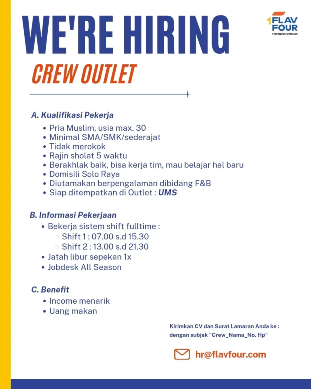 Poster Lowongan Kerja CREW OUTLET - FLAVFOUR