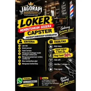 Lowongan Kerja CAPSTER di Jagorapi Barbershop Karanganyar (Karanganyar)