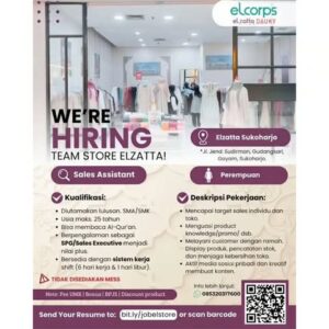 Lowongan Kerja Sales Assistant di Elcorps (Elzatta & Dauky) (Sukoharjo)