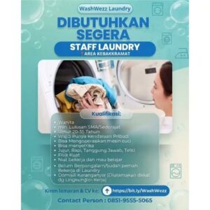 Lowongan Kerja Staff Laundry di WashWezz Laundry (Kebakkramat, Karanganyar)