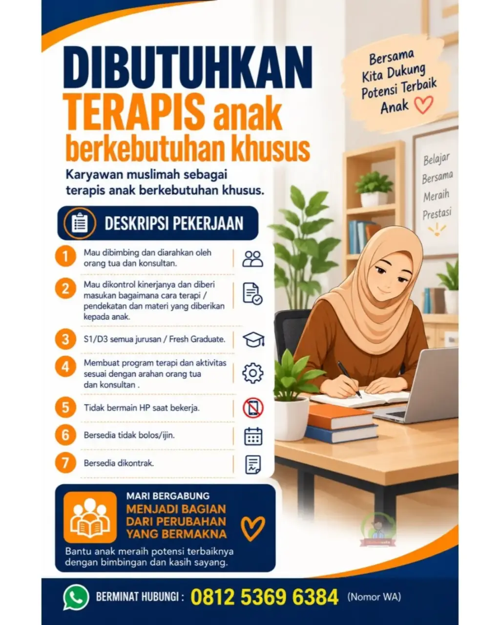 Poster Lowongan Kerja Terapis Anak Berkebutuhan Khusus - Duta Home Schooling