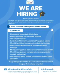 Lowongan Kerja Tutor Akuntansi & Perpajakan – Online & Offline di PT Kinerja Berkah Pratama (Solo Raya)