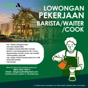 Lowongan Kerja di LEG.A (ASB Group) (Barista, Waiter, & Cook) – Klaten