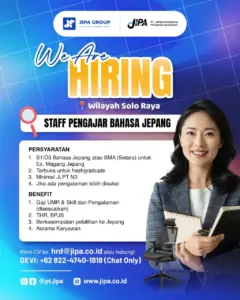 Lowongan Kerja Staff Pengajar Bahasa Jepang di PT. Japan Indonesia Program Akademik (JIPA Group) (Solo Raya)