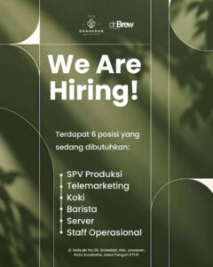 Lowongan Kerja di The Dhaharan Catering and Resto (dr. Brew) (4 Posisi (SPV Produksi, Koki, dll)) – Solo