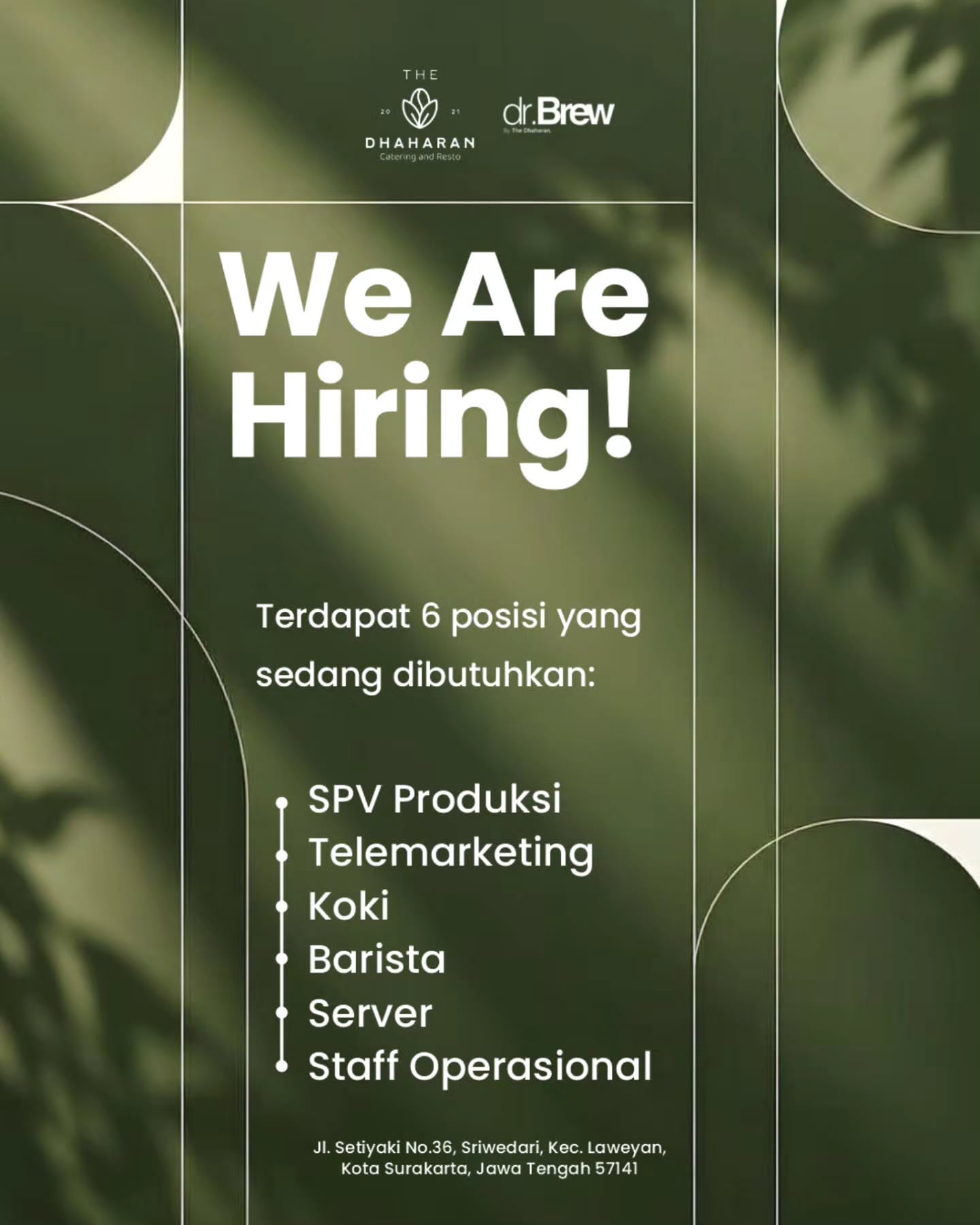 Poster Lowongan Kerja The Dhaharan Catering and Resto (dr. Brew) Slide 1