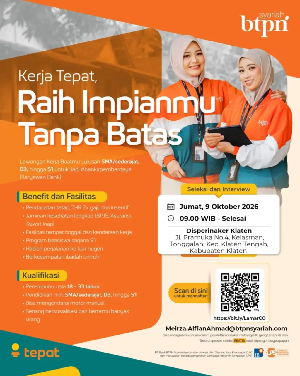 Poster Lowongan Kerja Bankir Pemberdaya (Community Officer) - Bank BTPN Syariah
