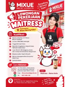 Lowongan Kerja Waitress di Mixue Bareng Kidul (Klaten)