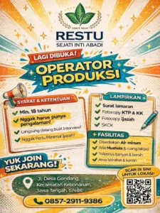 Lowongan Kerja Operator Produksi di Restu Sejati Inti Abadi (Kebonarum, Klaten)