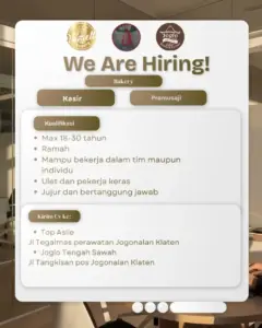 Lowongan Kerja di Vaniella Bakery / Top Aslie & Joglo Tengah Sawah (Kasir & Pramusaji) – Klaten