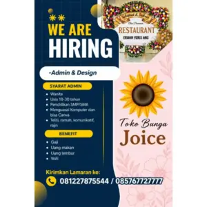 Lowongan Kerja Admin & Design di Toko Bunga Joice (Solo)