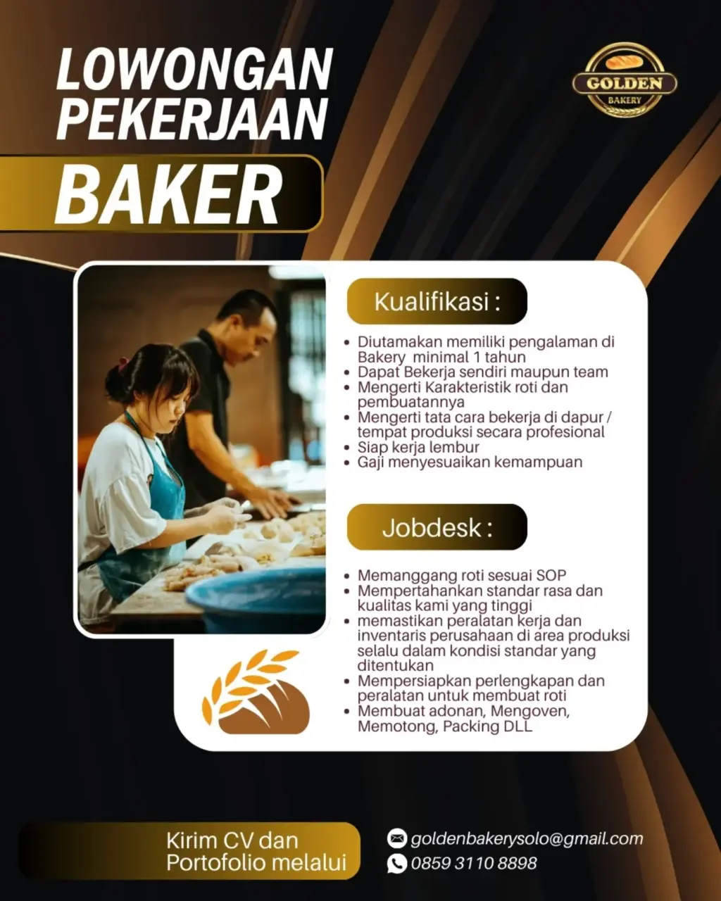 Poster Lowongan Kerja Baker - Golden Bakery
