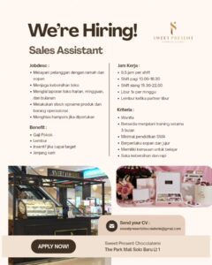 Lowongan Kerja Sales Assistant di Sweet Present Chocolaterie (The Park Mall Solo Baru Lt 1, Sukoharjo)
