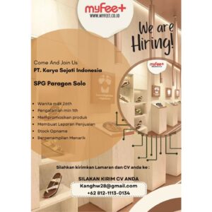 Lowongan Kerja SPG Paragon Solo di PT. Karya Sejati Indonesia (MyFeet) (Solo Paragon Mall, Solo)