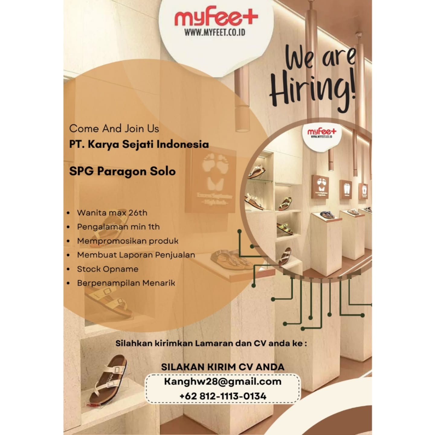 Poster Lowongan Kerja SPG Paragon Solo - PT. Karya Sejati Indonesia (MyFeet)