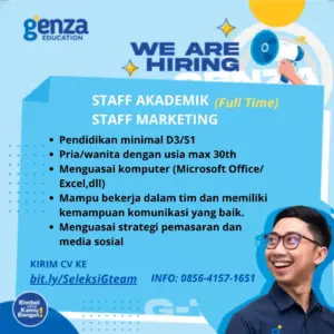 Lowongan Kerja di Genza Education (Staff Akademik (Full Time) & Staff Marketing) – Solo