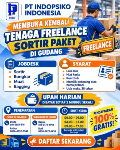 Lowongan Kerja di PT Indopsiko Indonesia (Tenaga Freelance Sortir Paket (Solo DC Ngasem) & Tenaga Freelance Sortir Paket (Sukoharjo DC Cemani)) – Solo & Sukoharjo