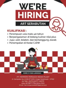 Lowongan Kerja ART Serabutan di Kedai CJDW (PT Hermon Persada Indah Plast) (Grogol, Sukoharjo)