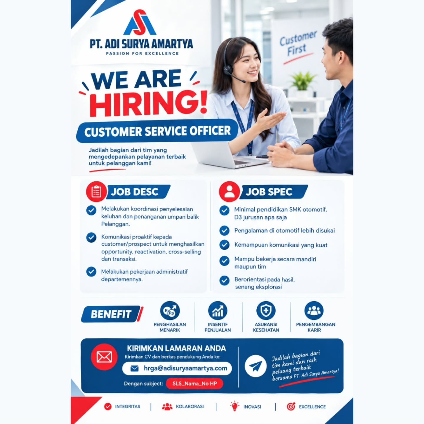 Poster Lowongan Kerja PT. Adi Surya Amartya Slide 1