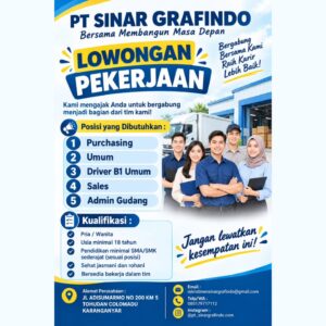 Lowongan Kerja di PT Sinar Grafindo (5 Posisi (Purchasing, Umum, dll)) – Karanganyar