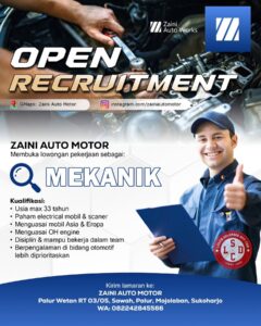 Lowongan Kerja Mekanik di Zaini Auto Motor (Palur, Mojolaban, Sukoharjo)