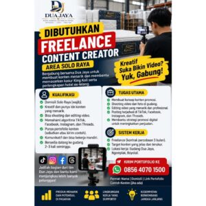 Lowongan Kerja Freelance Content Creator di Dua Jaya (Ngemplak, Boyolali)