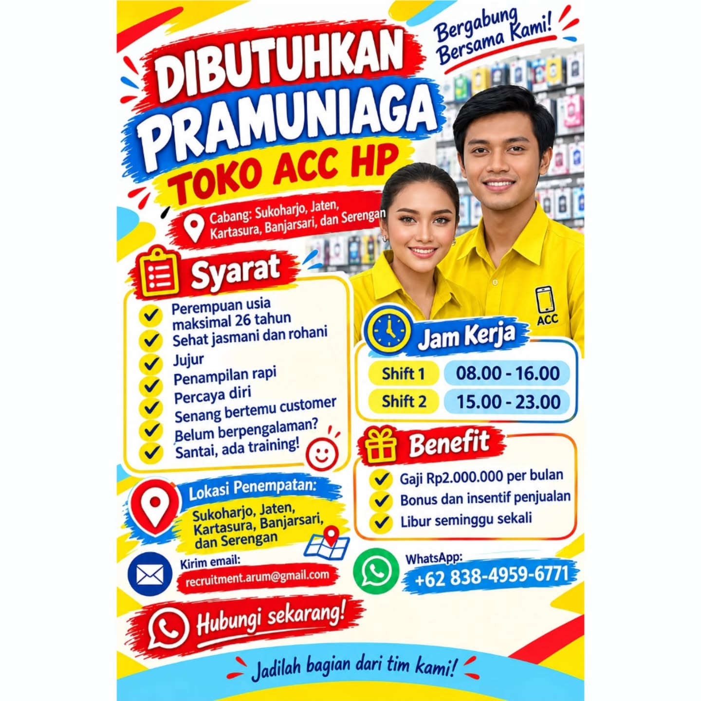 Poster Lowongan Kerja Pramuniaga - Toko ACC HP