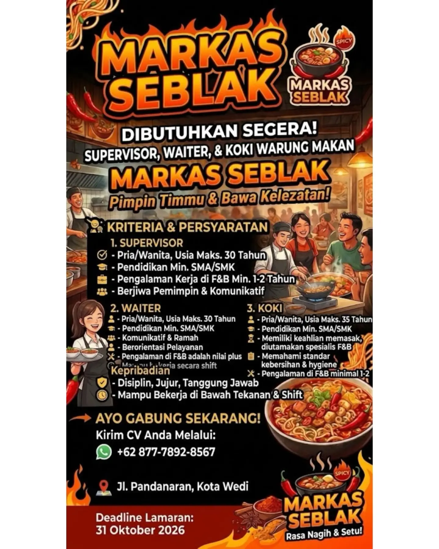 Poster Lowongan Kerja Markas Seblak