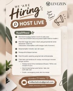 Lowongan Kerja Host Live di Levezein (CV Berkah Ratu) (Solo)
