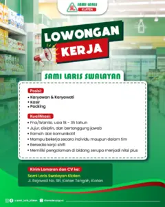 Lowongan Kerja di Sami Laris Swalayan Klaten (Karyawan & Karyawati, Kasir, & Packing) – Klaten