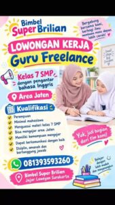 Lowongan Kerja Guru Freelance Kelas 7 SMP di Bimbel Super Brilian (Jaten, Karanganyar)