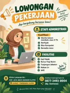 Lowongan Kerja Staff Administrasi di KSP. Jaya Abadi Makmur Klaten (Prambanan, Klaten)