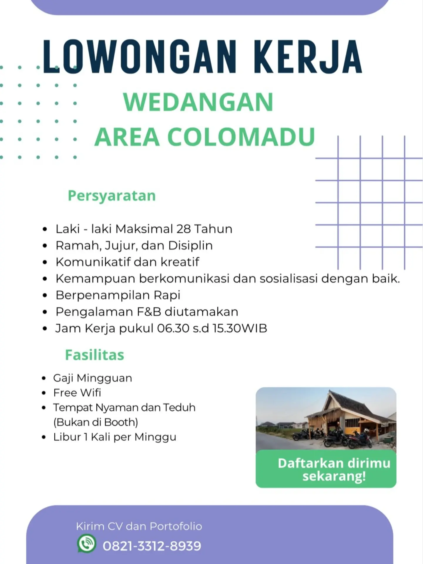 Poster Lowongan Kerja Crew / Staff Wedangan - Wedangan Area Colomadu