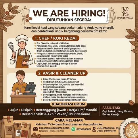 Poster Lowongan Kerja Kopi Koesman