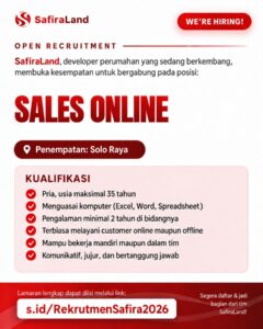 Lowongan Kerja Sales Online di SafiraLand (Solo Raya)