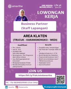 Lowongan Kerja Business Partner (Staff Lapangan) di Amartha (Klaten (Trucuk – Karangnongko – Wedi))