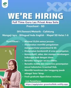 Lowongan Kerja Full Time Guru Les Privat di Greenleaf Kids (Soloraya)