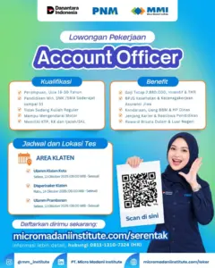 Lowongan Kerja Account Officer di PT Permodalan Nasional Madani (PNM) (Klaten)