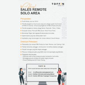 Lowongan Kerja di Toffin Central Java (4 Posisi (Sales Remote, Teknisi Pendingin, dll)) – Solo