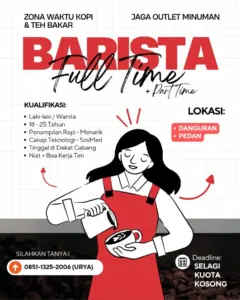 Lowongan Kerja Barista Full Time & Part Time di Zona Waktu Kopi & Teh Bakar (Klaten (Danguran & Pedan))