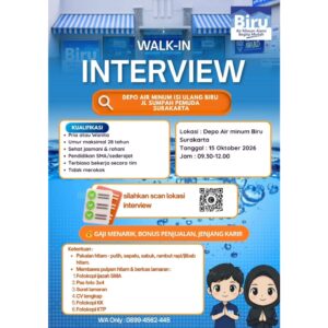 Lowongan Kerja Operator Depot / Staff di Depo Air Minum Biru Surakarta (Surakarta)