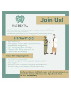 Lowongan Kerja di MAE Dental (Perawat Gigi & Social Media & Content Creator Specialist) – Klaten