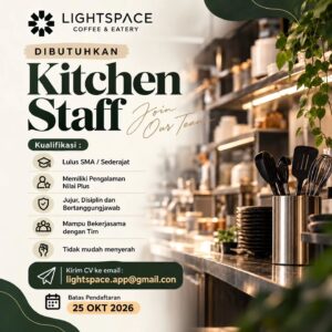 Lowongan Kerja Kitchen Staff di Lightspace Coffee & Eatery (Kartasura, Sukoharjo)
